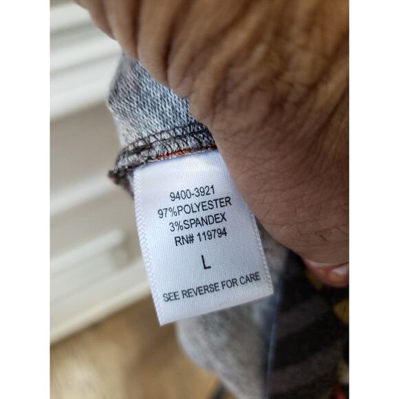 Women's One World Multicolor Tunic Top L Boho V Neck 3/4 Sleeve Stretch Knit - Picture 10 of 12